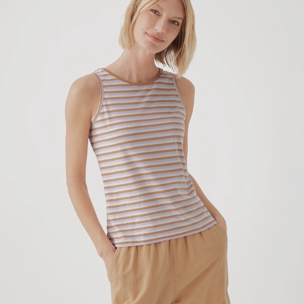Pact Women Soho Stripe Softspun High Neck Tank, Organic Cotton